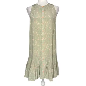 JOIE 100% Silk M Ruffle-Hem Shift Dress Paisley Button Front High Neck Sundress thumbnail 3