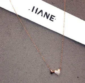 14K Rose Gold Plated Love Heart Pendant Necklace for Women thumbnail 1