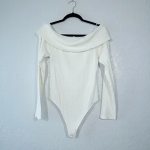 Aerie x American Eagle Cream Off The Shoulder Sweater Bodysuit Size XL thumbnail 2