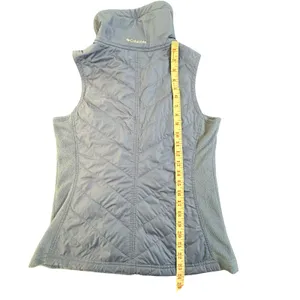 Columbia Womens Blue Quilted Fleece Mix Puffer Vest Small Full Zip Mock Neck thumbnail 2