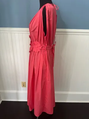 NWT Lucy Paris 💯% Cotton Ilona Coral Floral Midi Dress ~ Size Medium 🌺 thumbnail 8