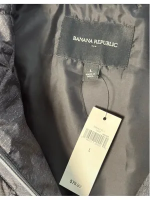 Women's Banana Republic Quilted Puffer Vest Grey Size L NWT thumbnail 5