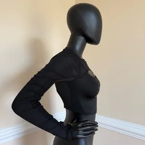 Gym Top T-shirt Crop Top Blouse Cover Up Tee Long Sleeve Sport Tee Slim Fit Top thumbnail 3