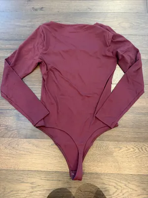 Abercrombie & Fitch Burgundy Soft A&F Long Sleeve Bodysuit Medium - C27-132 thumbnail 10