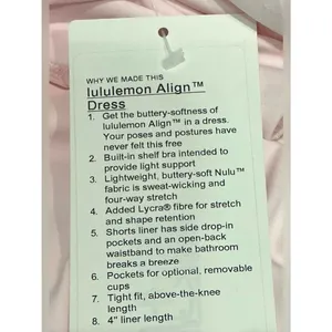 Lululemon Align Dress FLUSH PINK Mini Built in Shelf Bra /‎ Shorts 4 NWT thumbnail 5