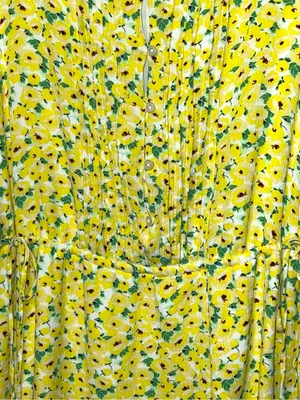 Loft brand adorable Yellow Floral Short-Sleeve Midi Dress thumbnail 9