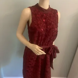 Nwt Anthropology Wine Boardx 3 -D Floral Dress Sz‎ 10 thumbnail 3