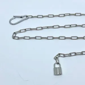 Vintage Y2K Cyberpunk Silver Padlock Chain Belt, Fits Up to 37 Inches, X7GA1226 thumbnail 8