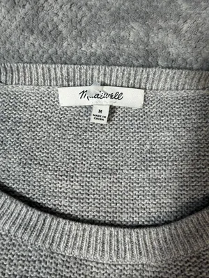 Madewell Size Medium Gray Cotton Blend Crewneck Knit Sweater Pullover Minimalist thumbnail 4