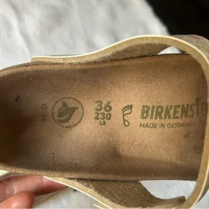 Birkenstock Cream Sandals with Contoured Footbed thumbnail 6
