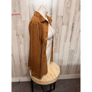 Grace The Perfect Fit Brown Faux Suede Button Up Shirt Womens Size XL Shacket thumbnail 5