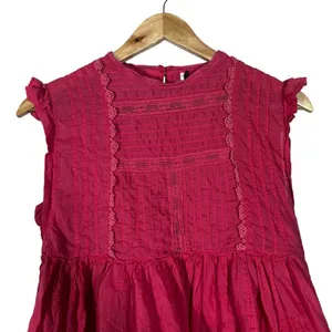 Free People Pintuck Lace Embroidered Babydoll Mini Dress Pink Boho Size XS thumbnail 3
