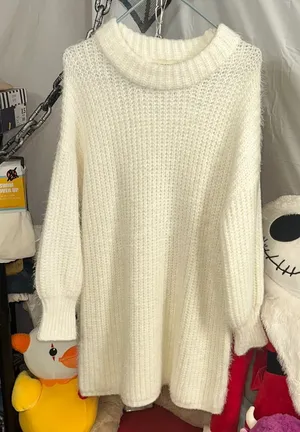 Saints and Hearts Cozy White Knit Sweater Dress thumbnail 1