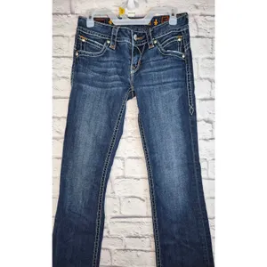 Rock Revival Stephanie Bootcut Jeans Size 29 Flap Pocket Y2K Thick Stitch Blue thumbnail 2