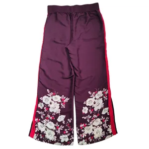Aerie Floral Wide Leg Pants Size Medium Womens Burgundy Red Trousers Lightweight thumbnail 2