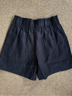 NWT QUINCE European Linen High Waisted Shorts Black Size XS thumbnail 8