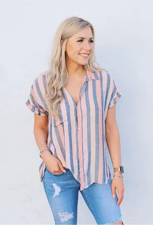 American Eagle striped button down shirt SZ L thumbnail 7