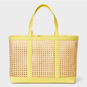 Universal Threads Caning natural tote handbag yellow thumbnail 1