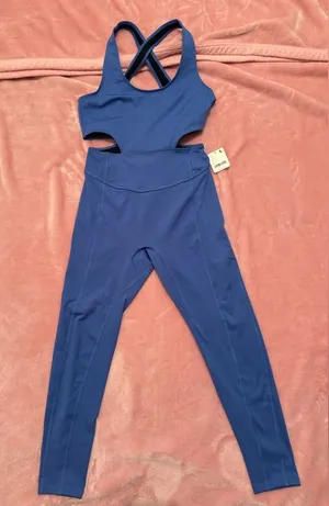 Free People FP Movement Women's XS Back It‎ Up Bodysuit Blue thumbnail 1