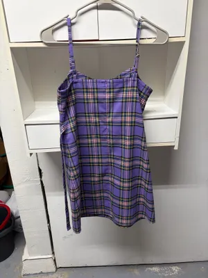 Brandy Melville Dress Mini Plaid Purple thumbnail 3