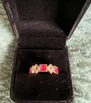 Ladies Gold Tone CZ Pink Sapphire Ring Size 7 thumbnail 1