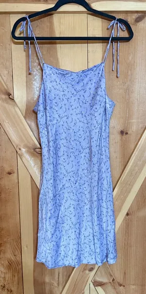 Zara Satin Straight Neck Mini Dress Lilac Floral Whimsical Fairycore Y2K Medium thumbnail 1