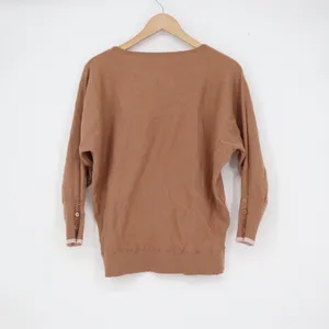Banana Republic Womens Brown Pink Star Intarsia Knit Dolman Sleeve Sweater 1X thumbnail 6