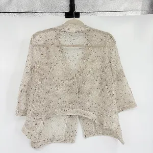 Hailey Lyn Open Weave Cardigan Womens Top Sz L Coastal Lagenlook Boho Button thumbnail 7