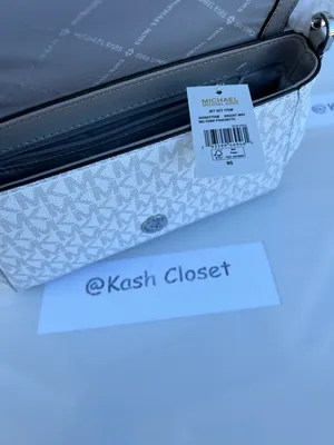 Michael Kors MK Jet Set MD Logo Convertible Crossbody Clutch Bag - Bright White thumbnail 10