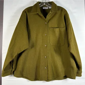 Shirtworks basic womens wool‎ hunter green jacket button down 1X thumbnail 1