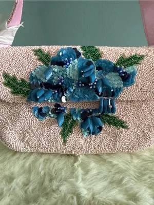 India Hydrangea Pink Beaded Bag thumbnail 2