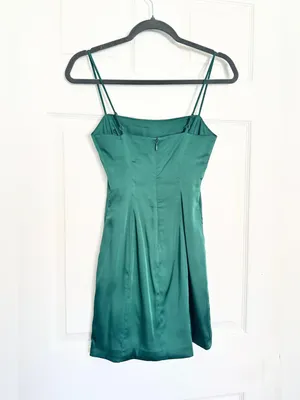 NWOT Sunday Best Shimmer Satin Dress - Emerald - 00 thumbnail 10