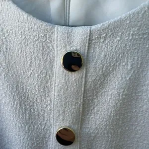 Andrew Marc size 4 white nubby dress. Gold tone buttons. thumbnail 6
