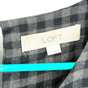 Loft Size‎ Small Long Sleeve Blouse Top Shirt Gingham Print Ruffle Detail thumbnail 3