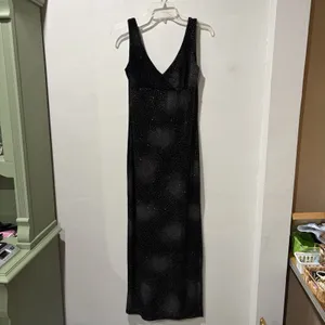 Scott Clothing Company dress Vintage Y2K Maxi Sleeveless Black Velvet Sparkles 4 thumbnail 2