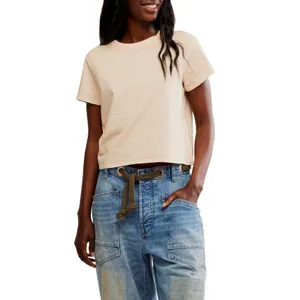 Free People We The Free Baby Tee T Shirt Striped Peach Mint Size S Boxy 100%‎ Cotton Staple thumbnail 3