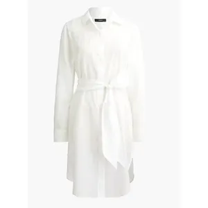 NWT J. Crew Sz L Coverup Shirt‎ Dress White BF771 Vacation 100% Organic Cotton thumbnail 2