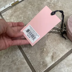 Juicy Couture Bejeweled Heart Coin‎ Case Dusty Blush Pink Velour Rhinestone NWT thumbnail 4