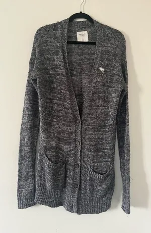 Abercrombie Preppy Gray Knit Button Up Cardigan XS Oversized Minimalist Capsule thumbnail 1