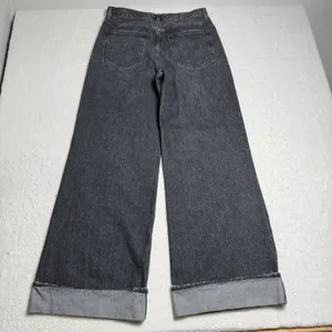 Agolde Womens Dame Jeans Size 29 Wide Leg Button Fly Ditch Black Cuffed thumbnail 8