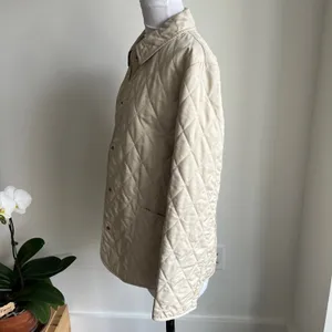 Burberry Classic Diamond Quilted Riding Jacket Tan Plaid Lining Preppy Small thumbnail 3