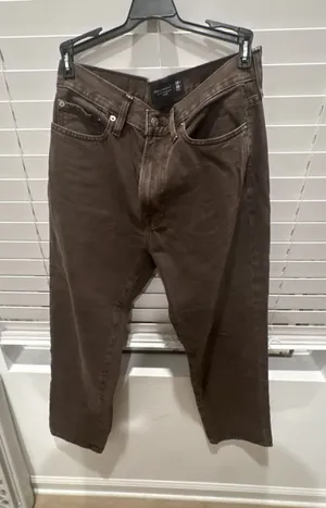 Abercrombie & Fitch Authentic Rigid Denim Loose Jeans Size 28W 30L Brown thumbnail 1