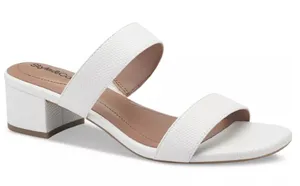 NIB New Style & Co Victoria Double Band Block White Dress Sandals in Size 10 thumbnail 1