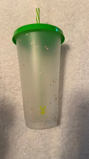 Green Lid Frosted Confetti Tumbler with Straw 24 oz thumbnail 2