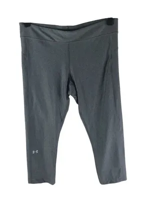 Under Armour Women HeatGear Compression Leggings Cropped Gray L thumbnail 1