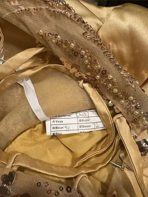 Criebdk Elegant Satin & Sequins Formal Dress Gold Size 8 (See Measurements) NWT thumbnail 9