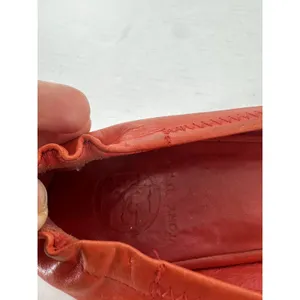 Tory Burch Flats Sz 8 Minnie Travel Orange Logo Office Classic Gold Logo Leather thumbnail 9