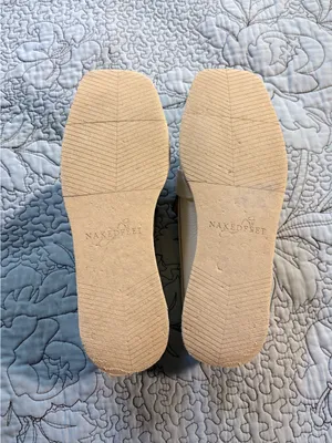 ☀️Naked Feet Elect Chamois White Leather Gold Chain Platform Loafer Mules Sz 8🧡 thumbnail 8