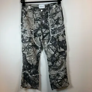 Made Extreme Jungle Camo Cargo Jeans Gray Green Loose Straight Streetwear 33x30" thumbnail 2