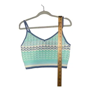 American‎ Eagle Blue Crochet Crop Tank Top, Large thumbnail 7